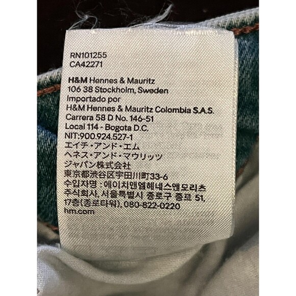 H&M Denim Shorts Womens 10 Blue Distressed Cutoff Frayed Hem High Rise - Picture 6 of 6